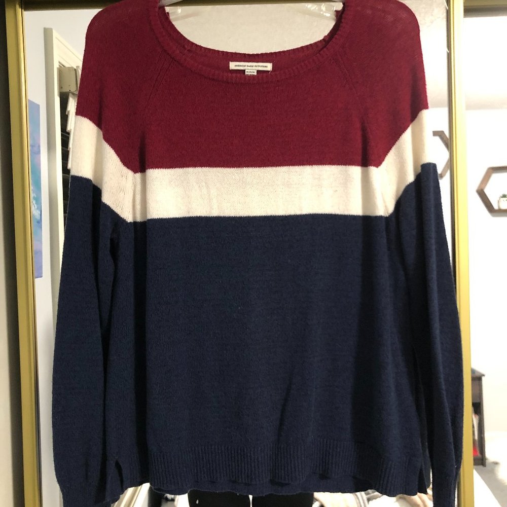 American Eagle Outfitters Medium Red, White, and Blue Sweater